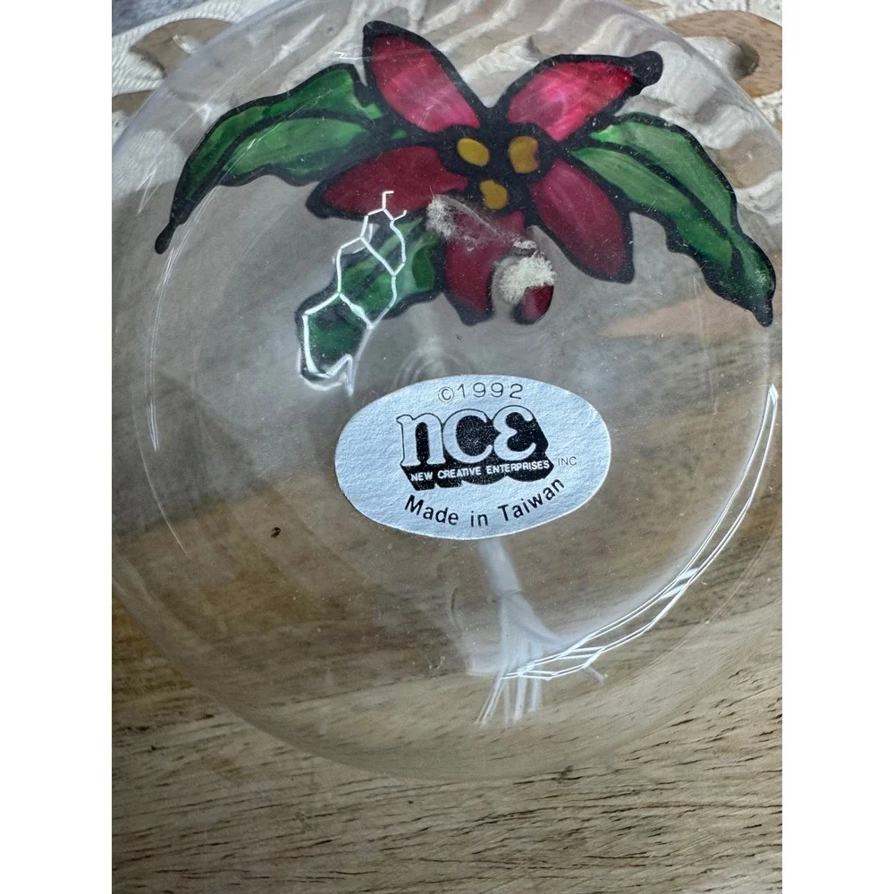 Vintage‎ 1992 New Creative Enterprises Poinsettia Glass Oil Lamps Set of 2